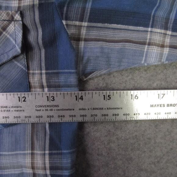 Ely Cattleman Shirt Boys Small Blue Plaid Western Pearl Snap Long Sleeve Cowboy - Picture 4 of 8